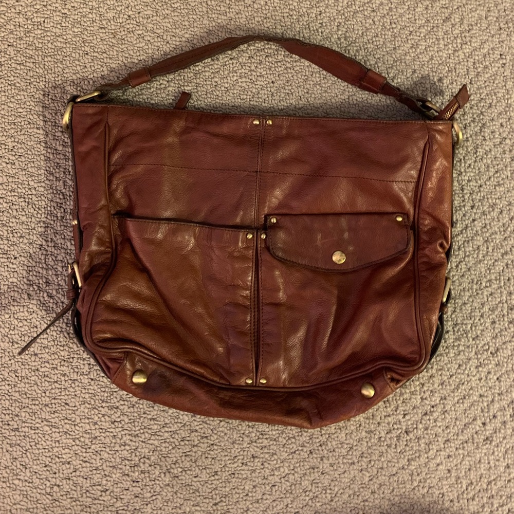 H&M BROWN LEATHER SHOULDER BAG LARGE